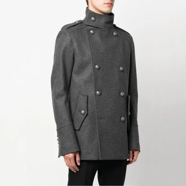 발망 남성 그레이 코트 - Balmain Mens Gray Coats - bac1073x