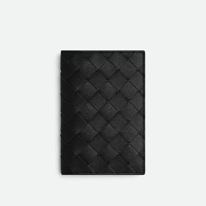 보테가베네타 남성 인트레치아토 여권지갑 - Bottega Veneta Mens Black … - 1