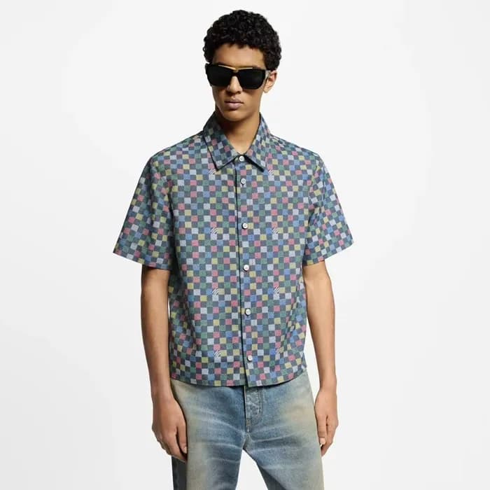 루이비통 남성 다미에 반팔 셔츠 - Louis vuitton Mens White Shirt… - 1
