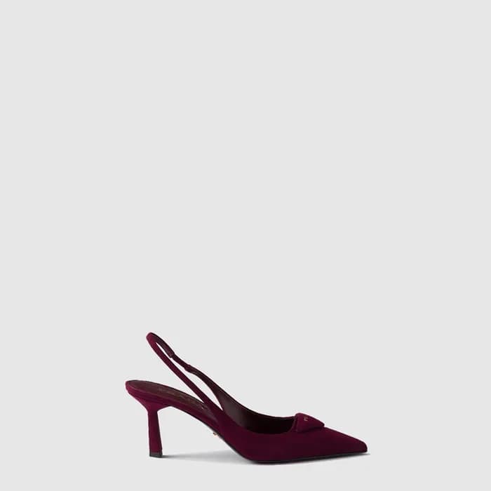 프라다 여성 스웨이드 슬링백 펌프스 - Prada Womens Suede Slingback… - 1