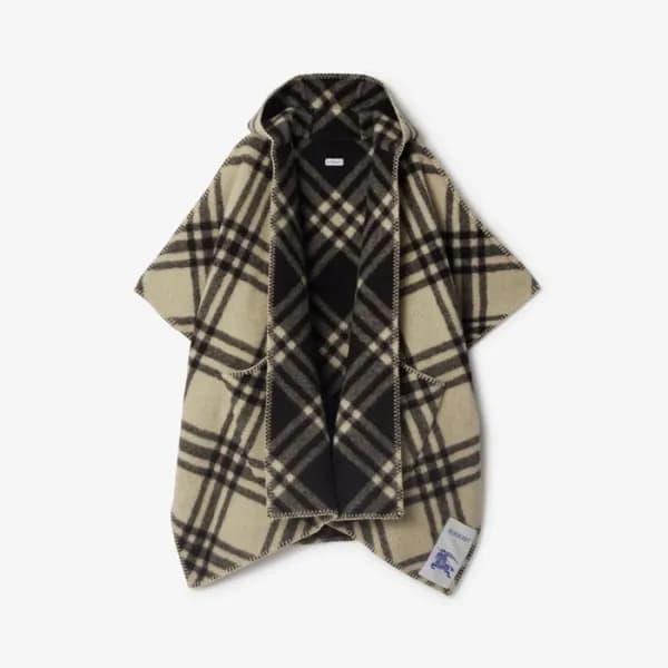 버버리 여성 리버시블 체크 울 케이프 - Burberry Womens Reversible … - 1