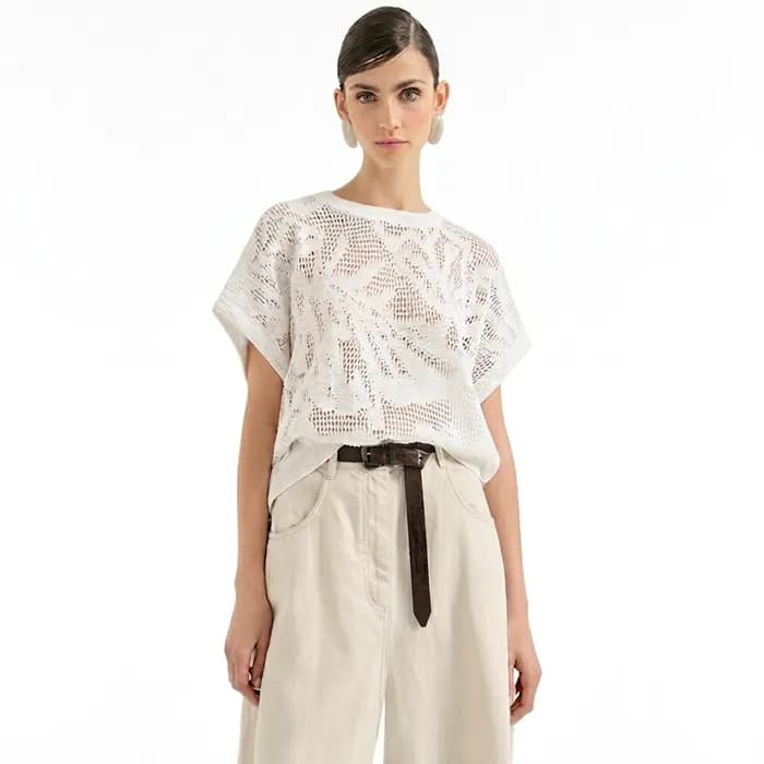 브루넬로쿠치넬리 여성 수련 무늬 티셔츠 - Brunello Cucinelli Womens … - 1