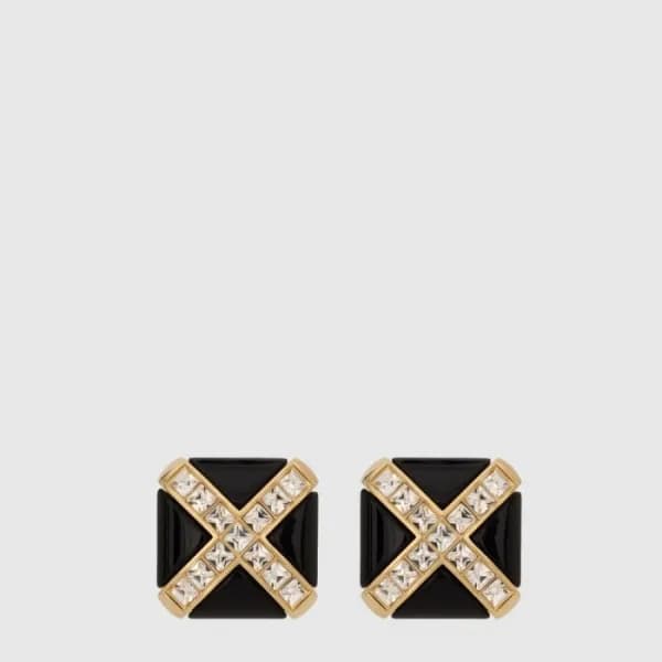 입생로랑 여성 크리스탈 크로스 이어링 - Saint Laurent Womens Crysta… - 1