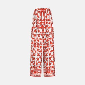 돌체앤가바나 여성 프린트 실크 트윌 와이드 팬츠 - Dolce&Gabbana Womens …