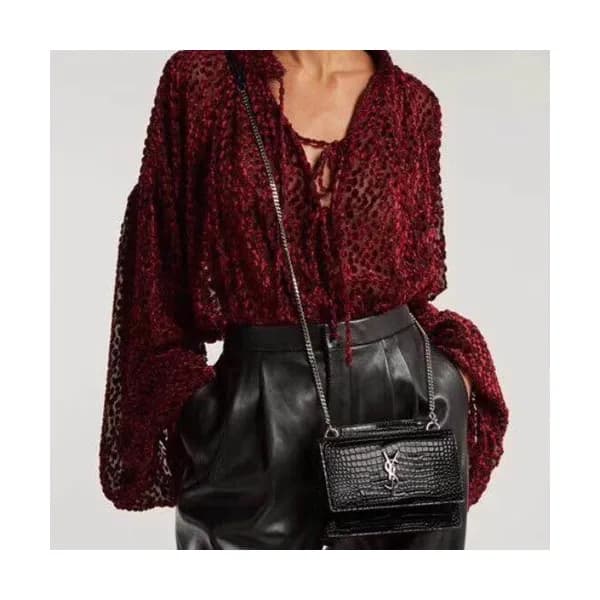 Saint Laurent Women Sunset Monogram Mini Chain Sho… - 1