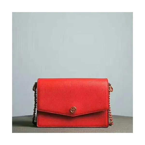 Tory Burch Leather Red Robinson Convertible Chain … - 1