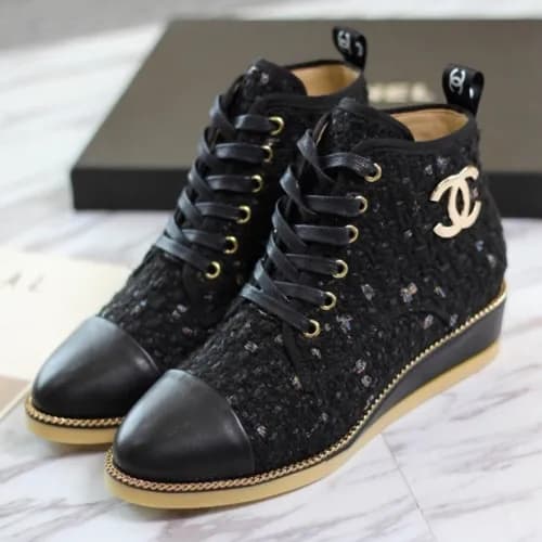 Chanel 2018 Ladies Leather Wedge Ankle Boots - 샤넬 … - 1