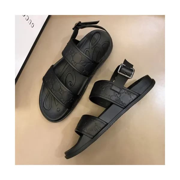 Gucci 2019 Mens Logo Velcro Leather Sandal - 구찌 남성… - 1
