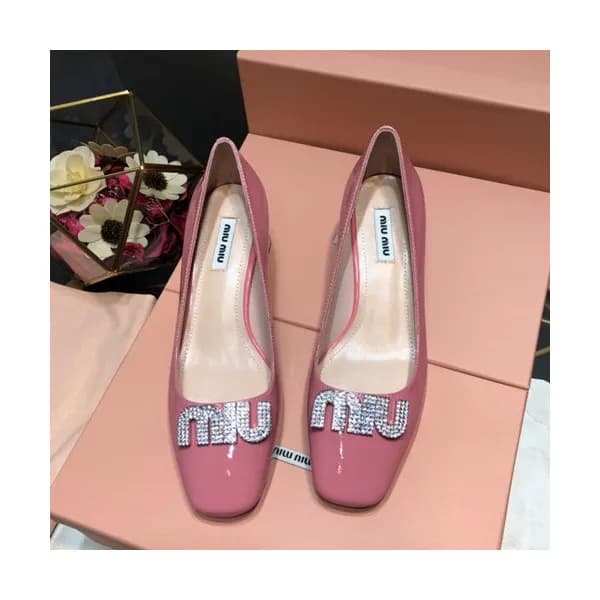 Miumiu 2019 Ladies Leather Middle-heel Pumps - 미우미… - 1