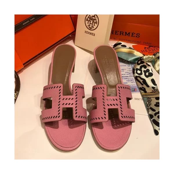 Hermes 2019 Ladies Oasis Leather Middle Heel Slipp… - 1
