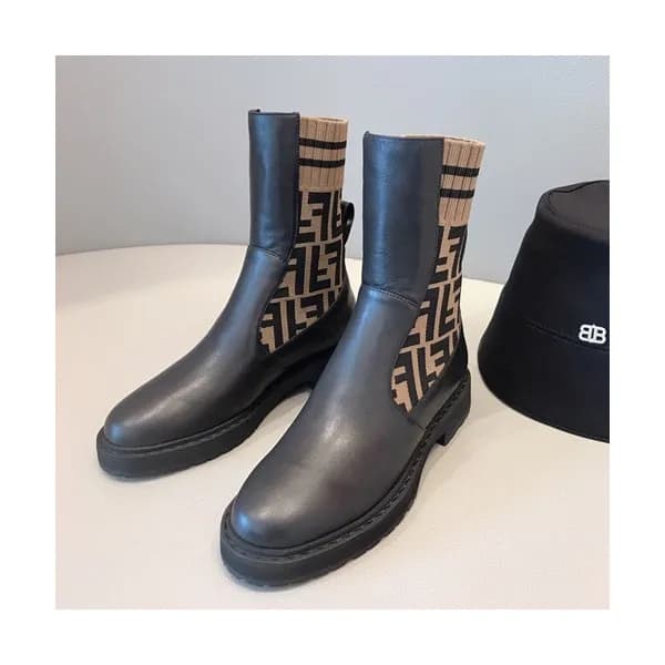Fendi 2019 Ladies Leather & Knit Boots - 펜디 2019 여… - 1