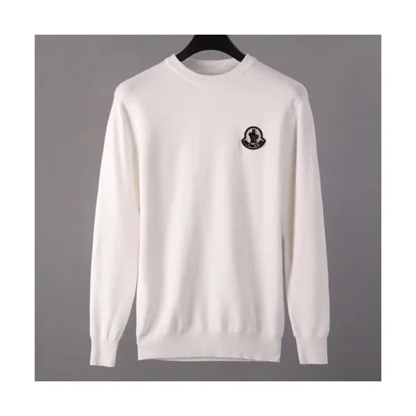 Moncler 2019 Mens Retro Logo Crew-neck Wool Sweate… - 1
