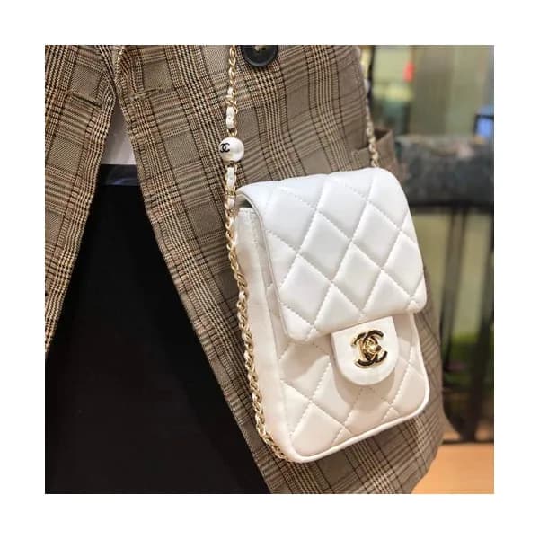Chanel 2020 Leather Chain Shoulder Bag / Phone Bag… - 1