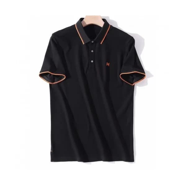 Hermes 2019 Mens Logo Cotton Polo Short Sleeved Ts… - 1