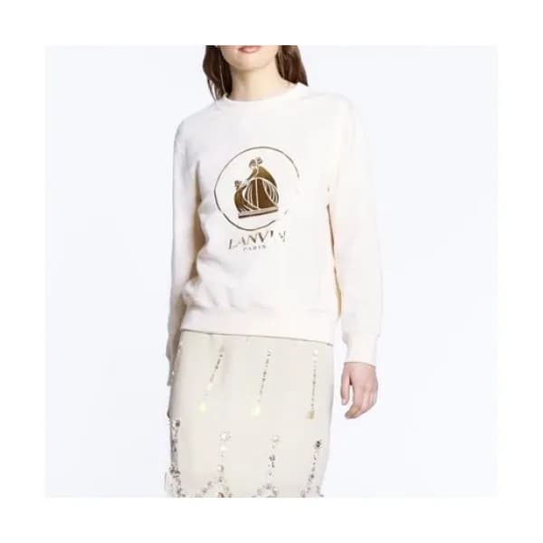 LANVIN Womens Tshirts Ivory - 랑방 2021 여성 로고 긴팔티 - … - 1