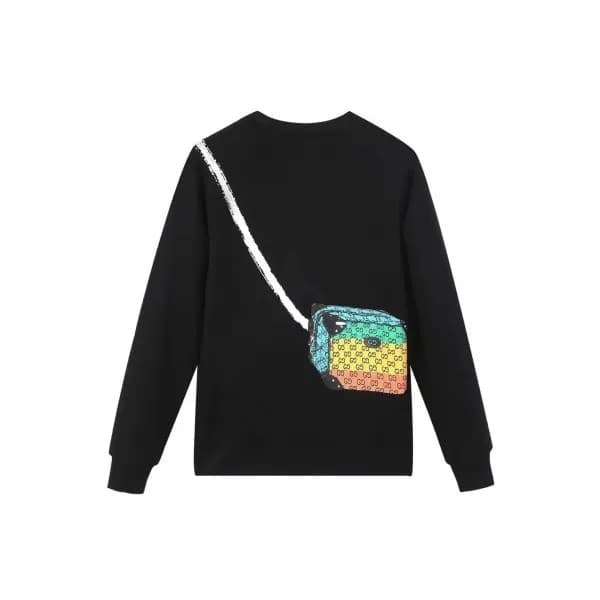 Gucci Unisex Logo Crew-neck Cotton Tshirts Black … - 1