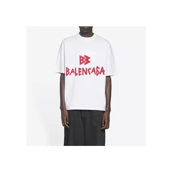 발렌시아가 남성 화이트 크루넥 반팔티 - Mens White Tshirts - bal014… - 1