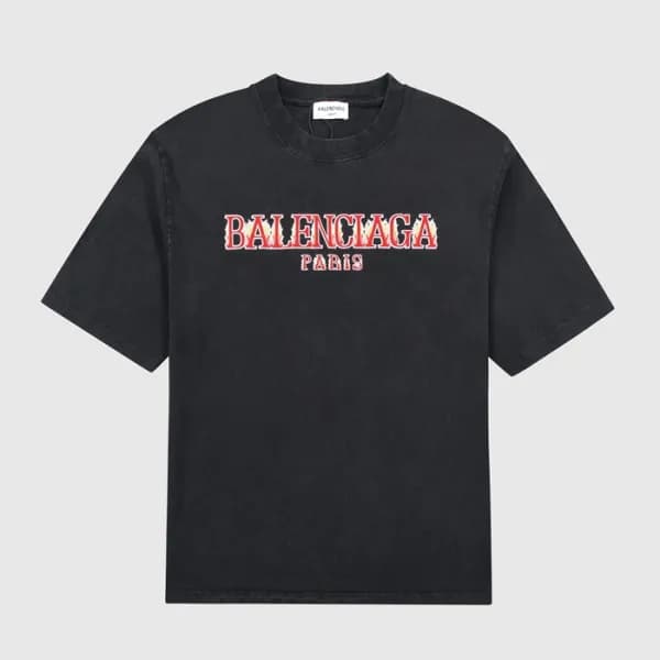 발렌시아가 남성 크루넥 블랙 반팔티 - Mens Black Tshirts - bal0150… - 1