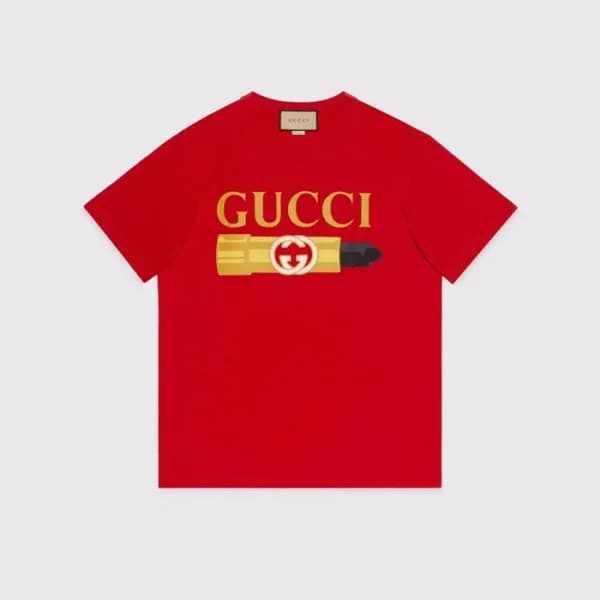 구찌 남/녀 레드 크루넥 반팔티 - Gucci Unisex Red Short sleeved… - 1