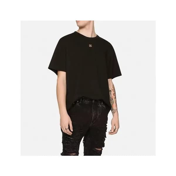 돌체앤가바나 남성 블랙 크루넥 반팔티 - Dolce&Gabbana Mens Black Ts… - 1