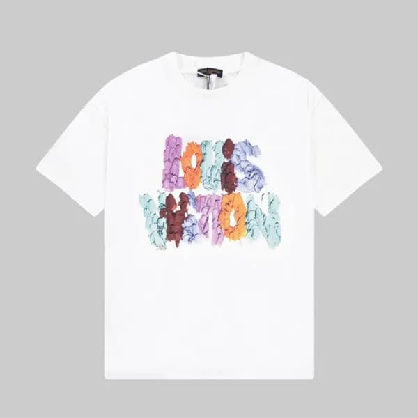 루이비통 남성 화이트 크루넥 반팔티 - Louis vuitton Mens White Sho… - 1