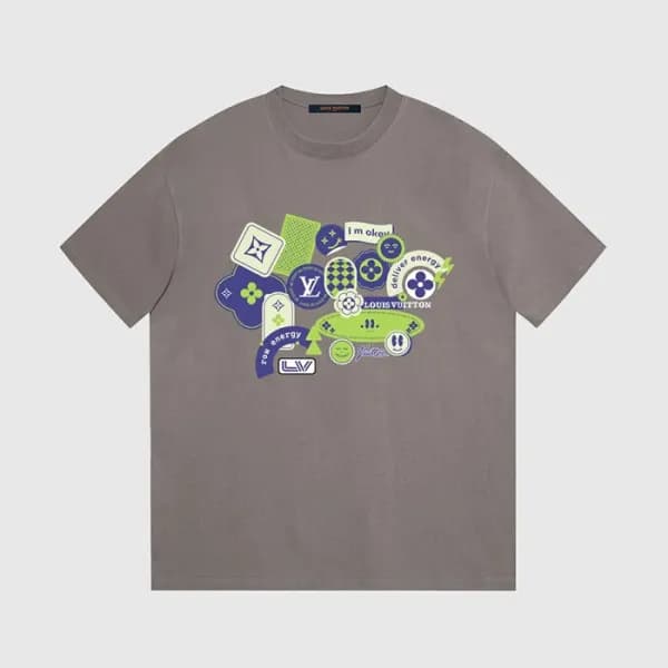 루이비통 남성 크루넥 그레이 반팔티 - Louis vuitton Mens Gray Shor… - 1