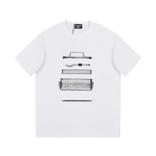 발렌시아가 남성 화이트 크루넥 반팔티 - Balenciaga Mens White Short… - 1