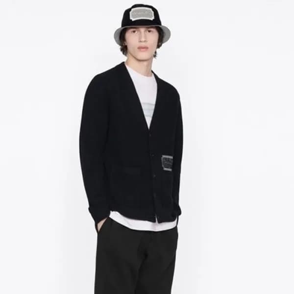 디올 남성 블랙 브이넥 가디건 - Dior Mens Black Cardigan - fa19… - 1