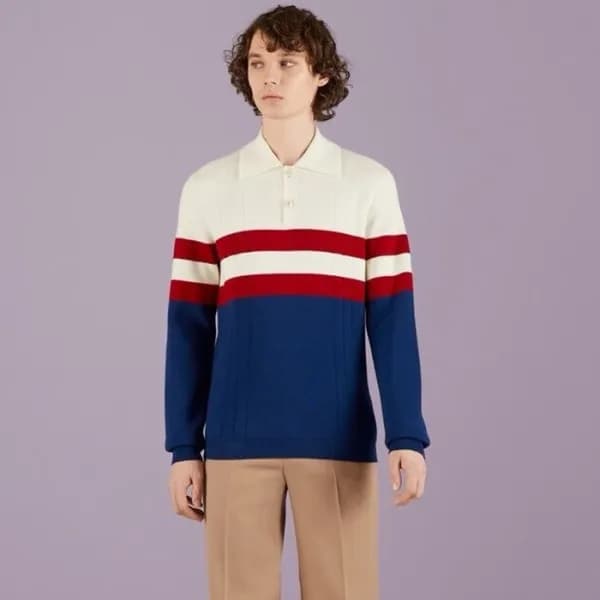 구찌 남성 네이비 폴로 니트 - Gucci Mens Navy Knit - cl78x - 1