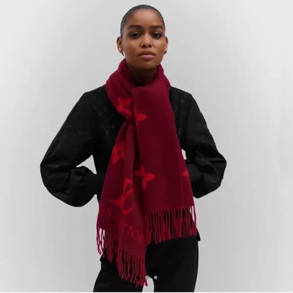 루이비통 여성 레드 머플러 - Louis vuitton Womens Red Muffler … - 1