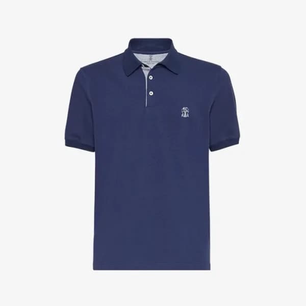 브루넬로쿠치넬리 남성 블루 폴로 반팔티 - Brunello Cucinelli Mens Bl… - 1