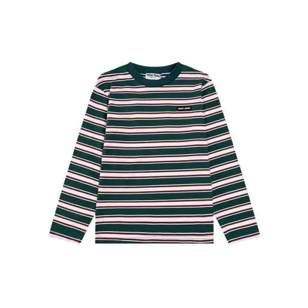 미우미우 여성 라운드 긴팔티 - Miumiu Womens Round Tshirt - miu… - 1