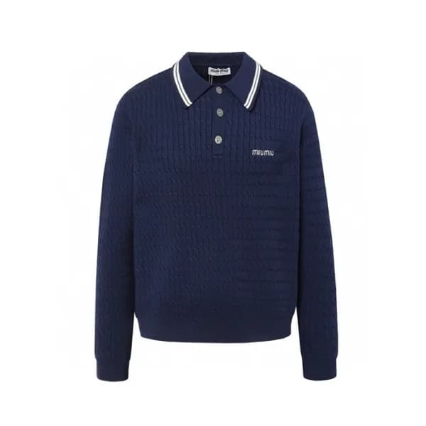 미우미우 남/녀 폴로 니트웨어 - Miumiu Unisex Polo Knitwear - m… - 1