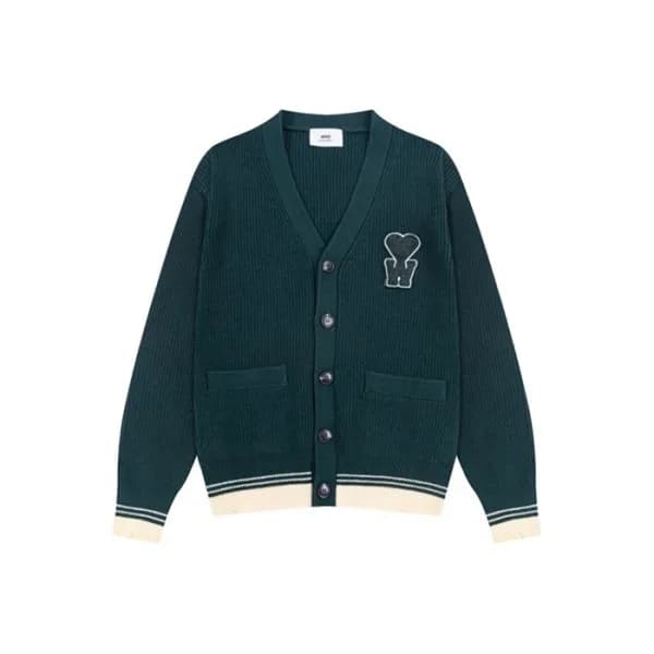 아미 남/녀 브이넥 가디건 - Ami Unisex V-neck Cardigan - amc7… - 1