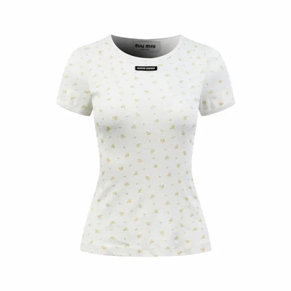 미우미우 여성 라운드 티셔츠 - Miumiu Womens Round Tshirt - mic… - 1