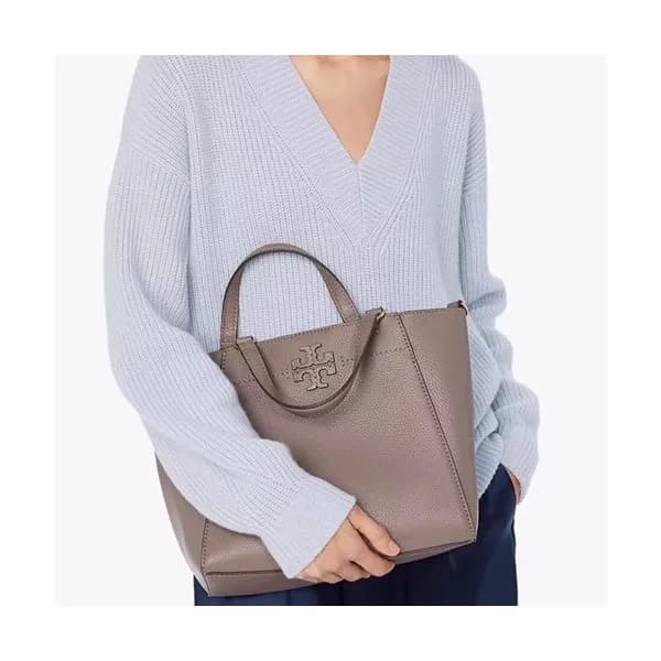 Tory Burch Leather Gray Mcgraw Carryall Tote Shoul… - 1
