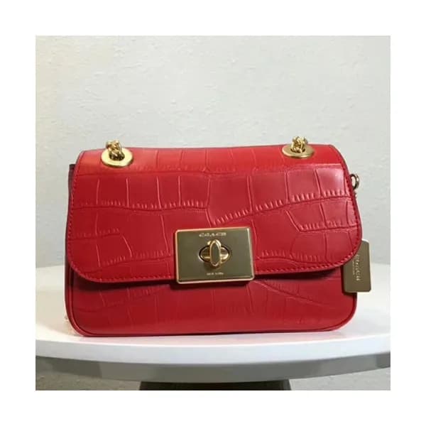 Coach Leather Chain Shoulder Bag,24cm - 코치 레더 체인 숄… - 1