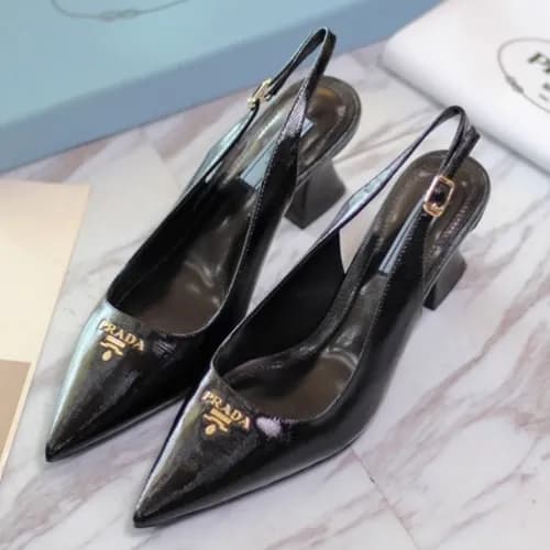 Prada 2019 Ladies Steel Logo Leather Slingback - 프… - 1