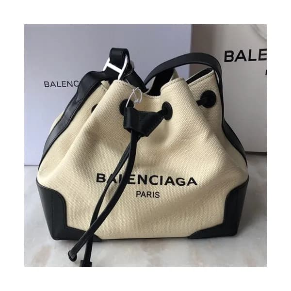 Balenciaga 2019 Canvas & Leather Bucket Shoulder C… - 1