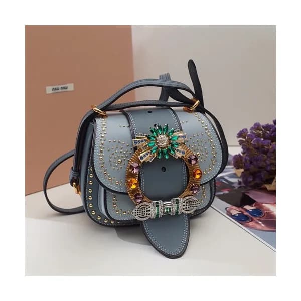 MiuMiu 2019 Lady Madras Stud Shoulder Cross Bag,20… - 1