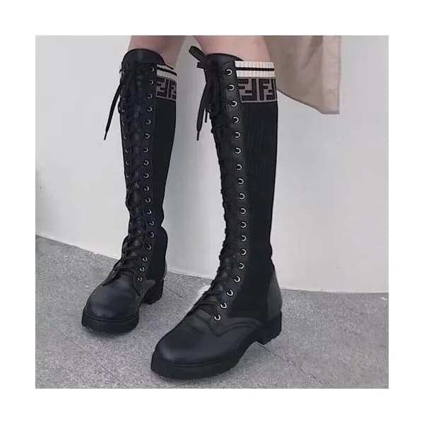 Fendi 2019 Ladies Leather & Knit Boots - 펜디 2019 여… - 1