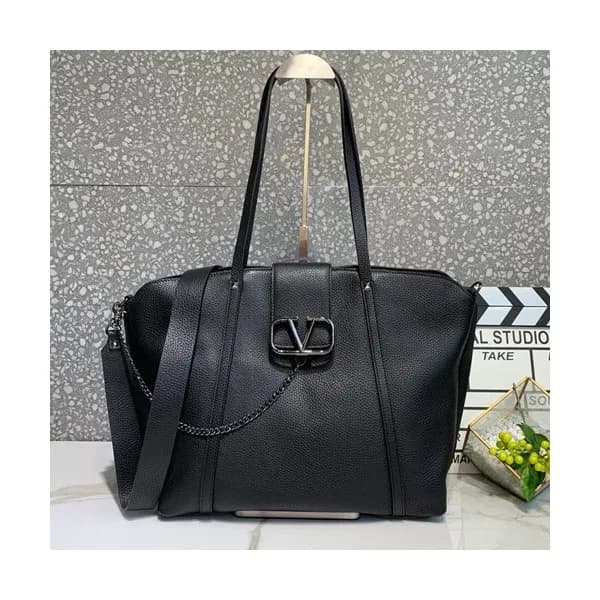 Valentino 2019 Leather Vsling Tote Shoudler Bag,32… - 1