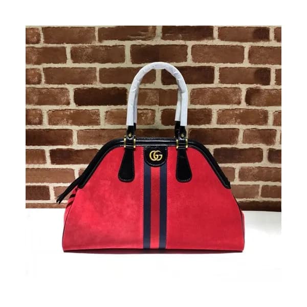 Gucci 2020 Large Re Belle Suede Top Handle Tote Ba… - 1
