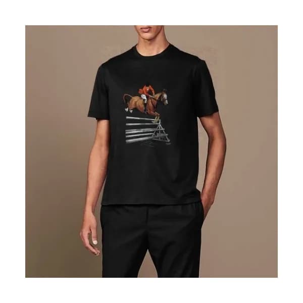 Hermes 2020 Mens Crew-neck Silket Short Sleeved Ts… - 1