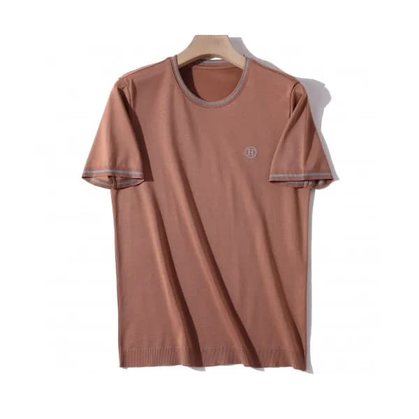 Hermes 2020 Mens Crew-neck Silket Short Sleeved Ts… - 1