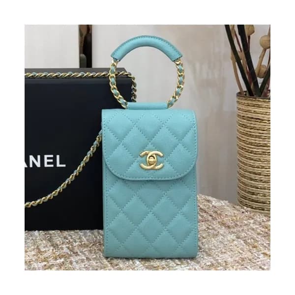 Chanel 2020 Leather Chain Shoulder Bag / Phone Bag… - 1