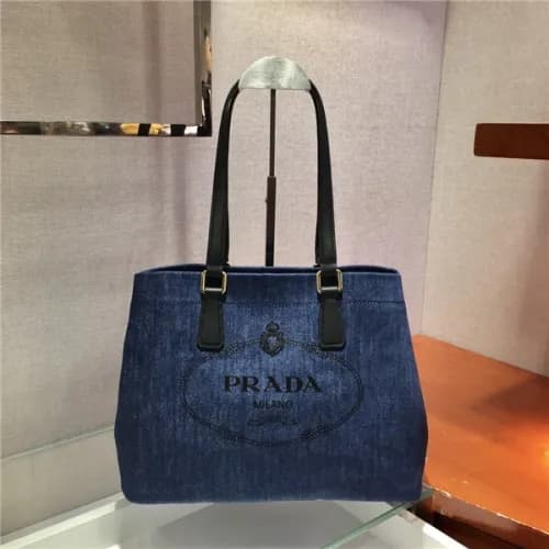 [프라다] Prada 2020 Women's Denim Tote Shopper Ba… - 1