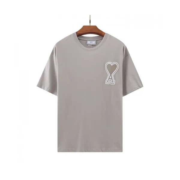 Ami Mm/Wm Casual Cotton Short Sleeved Tshirt Gray… - 1