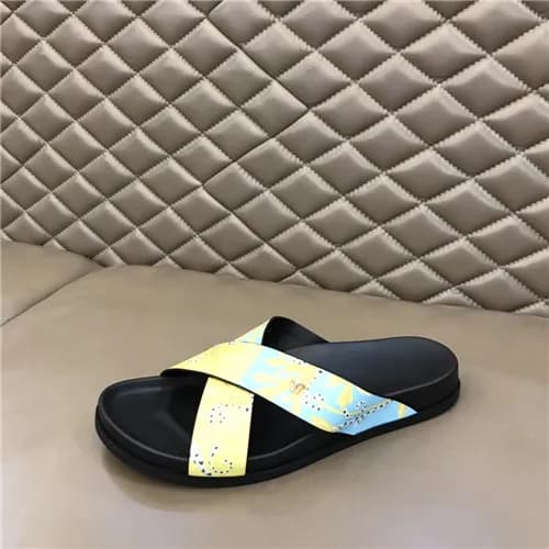 Versace 2021 Men's Leather Slipper,VERS0582 - … - 1