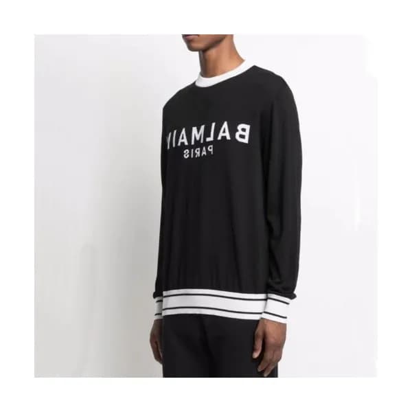 Balmain Mens Logo Sweaters Black - 발망 2021 남성 로고 … - 1